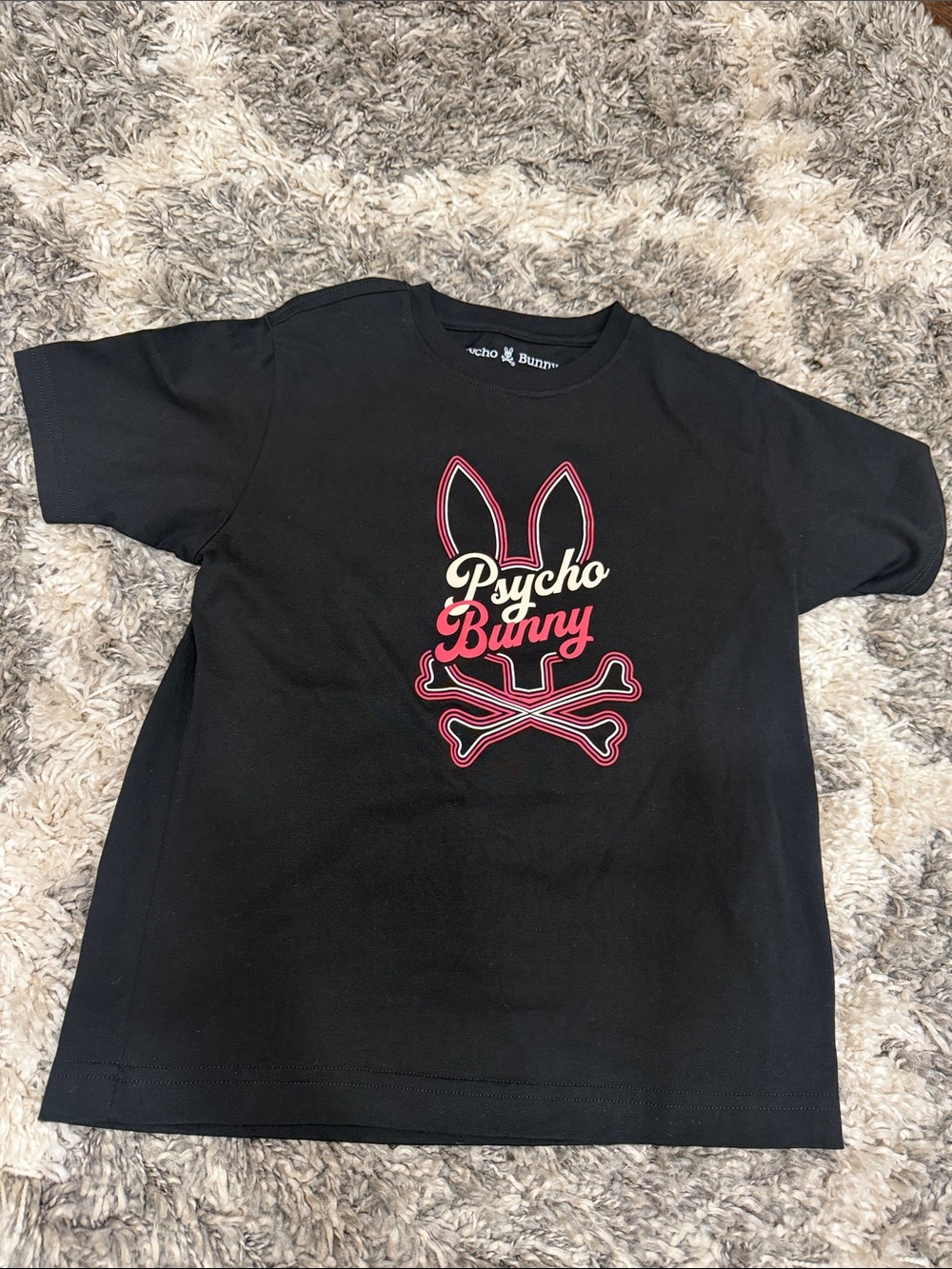 Psycho Bunny Black Tee with Pink Logo